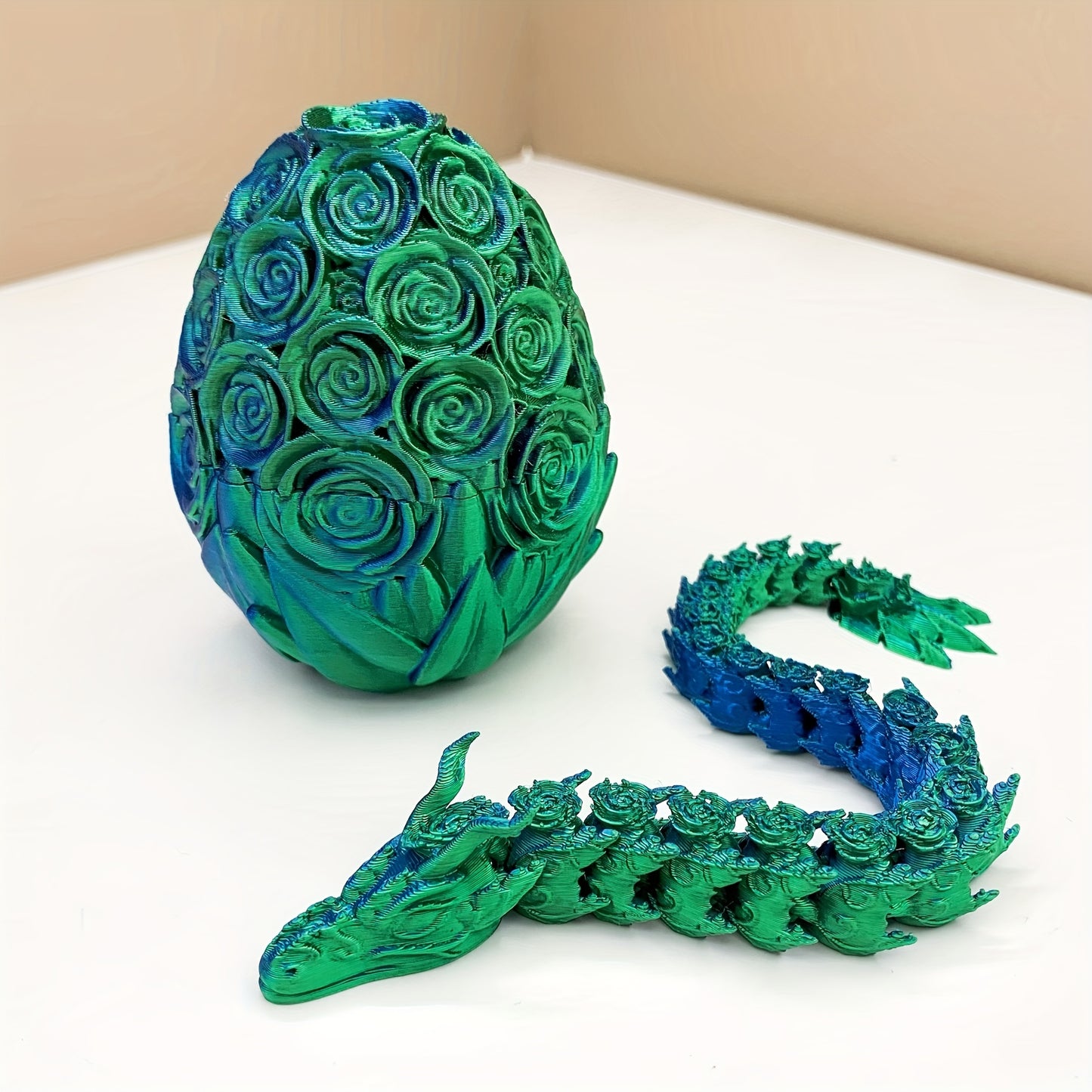 3D Printed Floral Snake Egg Model Ornament