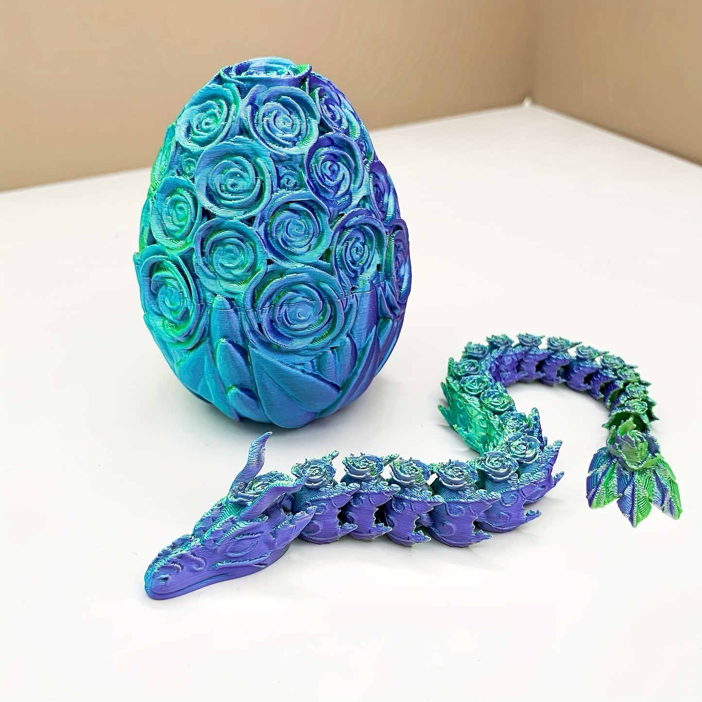 3D Printed Floral Snake Egg Model Ornament