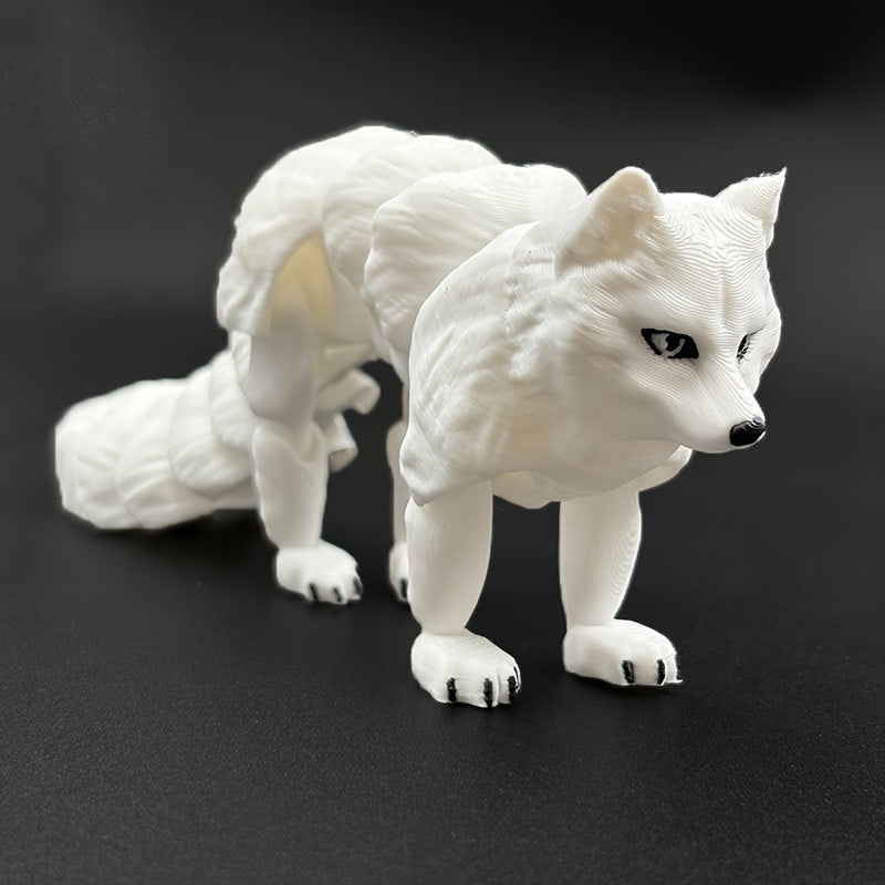 3D Printed White Fox Figurine