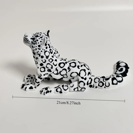 1pc  3D Printed Contemporary Plastic Snow Leopard Statue