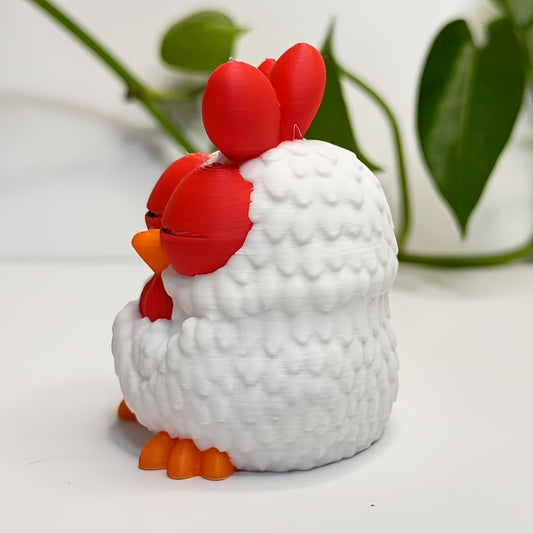 3D Printed Mixed Color Plastic Sleepy Chicken Statue