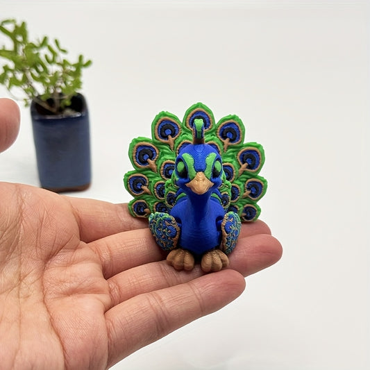 Vibrant 3D Printed Peacock Model